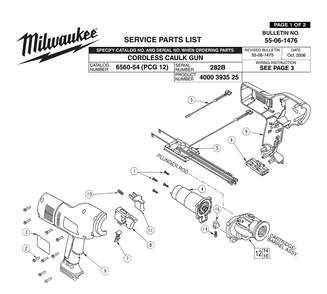 Fig-0 Diagram and Parts List for 6560-54 282B Milwaukee Miscellaneous