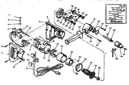 Part Location Diagram of 28-14-0691 Milwaukee Gear case