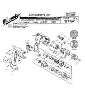 Fig-0 Diagram and Parts List for 0396-4 783C Milwaukee Cordless Drill