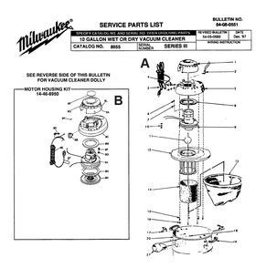 Fig-0 Diagram and Parts List for 8955 SERIES III Milwaukee Leaf Blower / Vacuum