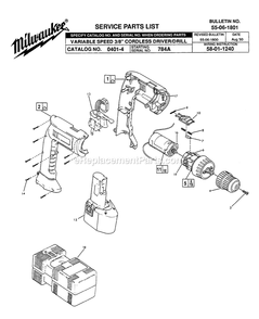 Page A Diagram and Parts List for 0401-4 784A Milwaukee Electric Drill