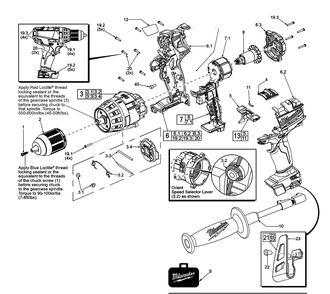 Fig-0 Diagram and Parts List for 2603-059 F18D Milwaukee Electric Drill