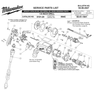 Fig-0 Diagram and Parts List for 0101-20 064C Milwaukee Electric Drill
