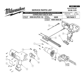 Fig-0 Diagram and Parts List for 6560-50 282B Milwaukee Miscellaneous