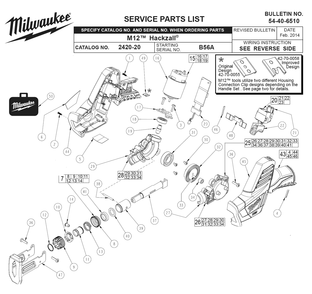 Fig-0 Diagram and Parts List for 2420-21 B56A Milwaukee Saw