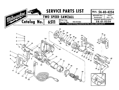 Part Location Diagram of 22-64-0385 Milwaukee Cord set