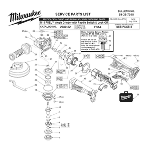 Fig-0 Diagram and Parts List for 2780-22 F33A Milwaukee Angle Grinder