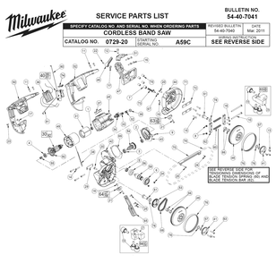 Fig-0 Diagram and Parts List for 0729-21 A59C Milwaukee Saw