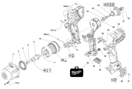 Fig-0 Diagram and Parts List for 2861-20 H62A Milwaukee Impact Driver