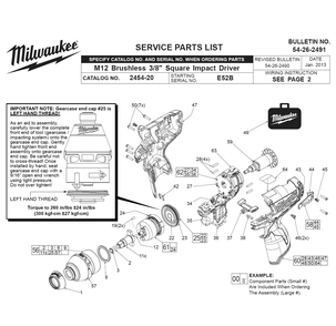 Fig-0 Diagram and Parts List for 2454-22 E52B Milwaukee Impact Driver