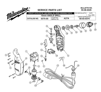Fig-0 Diagram and Parts List for 0375-55 A27A Milwaukee Electric Drill
