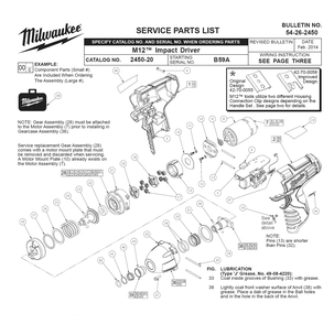 Fig-0 Diagram and Parts List for 2450-21 B59A Milwaukee Impact Driver