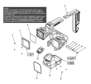 Fig-0 Diagram and Parts List for 2122-20 H72A Milwaukee Worklight & Flashlight