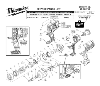 Fig-0 Diagram and Parts List for 2765-20 F44A Milwaukee Impact Driver
