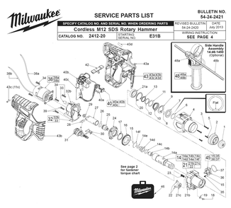 Fig-0 Diagram and Parts List for 2412-22XC E31B Milwaukee Hammer Drill