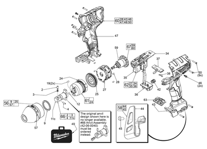 Fig-0 Diagram and Parts List for 2655-059 F22A Milwaukee Impact Driver