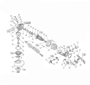 Fig-0 Diagram and Parts List for 6088-30 B43C Milwaukee Angle Grinder