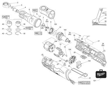 Fig-0 Diagram and Parts List for 2566-20 L82A Milwaukee Cordless Drill
