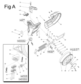 Fig-1 Diagram and Parts List for 6238-20 D52D Milwaukee Saw