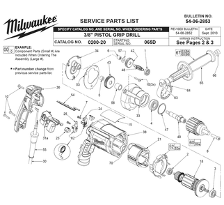 Part Location Diagram of 31-50-0528 Milwaukee Motor Housing