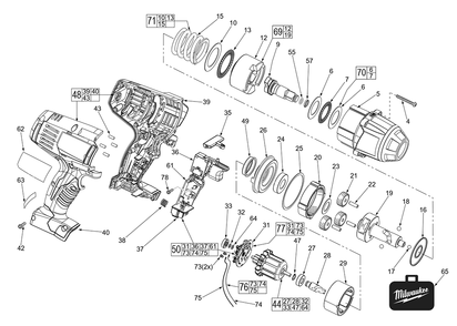 Fig-0 Diagram and Parts List for 2663-059 D43C Milwaukee Impact Driver