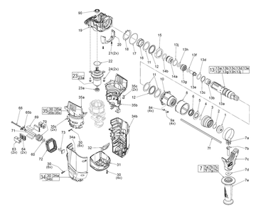 Fig-1 Diagram and Parts List for 0757-22DE G12A Milwaukee Hammer Drill