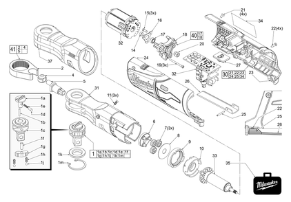 Fig-0 Diagram and Parts List for 2558-20 J20A Milwaukee Cordless Drill