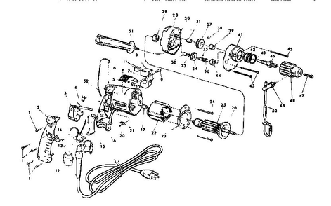 Unit Diagram and Parts List for 0234-1 TYPE D Milwaukee Electric Drill