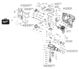 Fig-1 Diagram and Parts List for 2915-20 L87A Milwaukee Hammer Drill