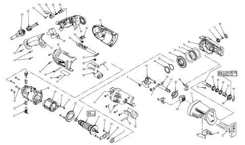Fig-0 Diagram and Parts List for 6524-21  Milwaukee Saw