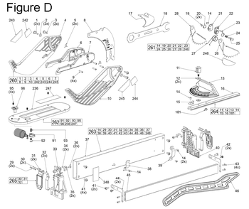 Fig-4 Diagram and Parts List for 2736-20 J35A Milwaukee Table Saw