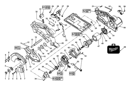 Fig-0 Diagram and Parts List for 2682-059 D70A Milwaukee Saw