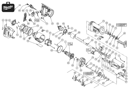 Fig-0 Diagram and Parts List for 6523-21 A65E Milwaukee Saw