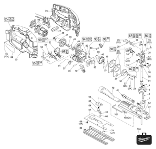 Fig-0 Diagram and Parts List for 2737-20 J70A Milwaukee Jig Saw