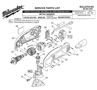 Page A Diagram and Parts List for 6035-20 903A Milwaukee Sander Grinder