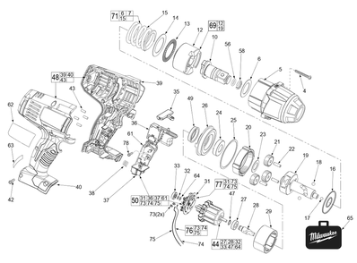 Part Location Diagram of 45-88-1825 Milwaukee Front Anvil Thrust Washer