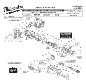 Fig-0 Diagram and Parts List for 6509-31 C24D Milwaukee Reciprocating Saw