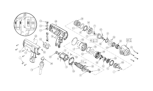 Variable Speed 1/2-Inch D.I. Impact Wrench Diagram and Parts List for 9072-22 238A Milwaukee Wrench