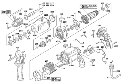 Fig-0 Diagram and Parts List for 5381-21 B01B Milwaukee Electric Drill