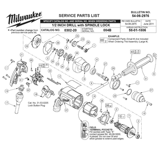 Fig-0 Diagram and Parts List for 0302-20 084B Milwaukee Electric Drill