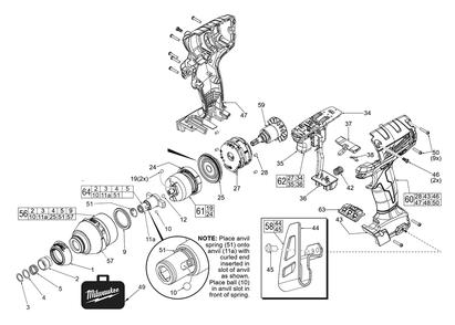 Fig-0 Diagram and Parts List for 2653-059 F20B Milwaukee Impact Driver