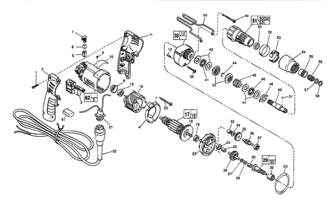 Fig-0 Diagram and Parts List for 6583-55 470A Milwaukee Electric Drill