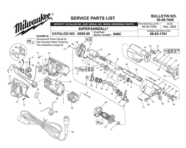 Fig-0 Diagram and Parts List for 6528-55 948C Milwaukee Saw