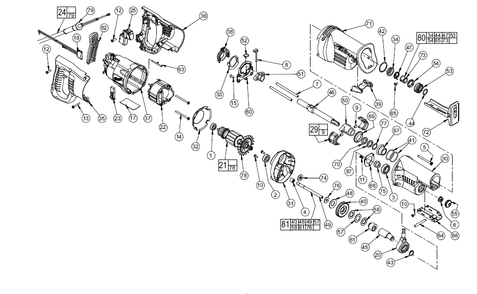 Fig-0 Diagram and Parts List for 6520-21  Milwaukee Saw