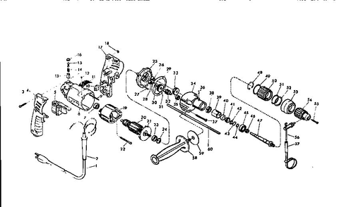 Unit Parts Diagram and Parts List for 5392-1 TYPE B Milwaukee Hammer
