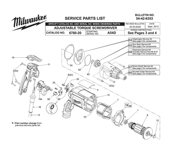 Fig-0 Diagram and Parts List for 6780-20 A54D Milwaukee Electric Drill