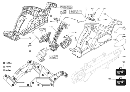 Fig-1 Diagram and Parts List for 2829S-20 L23B Milwaukee Band Saw