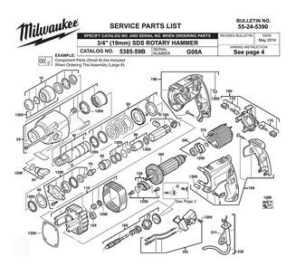 Fig-0 Diagram and Parts List for 5385-59B G08A Milwaukee Hammer Drill