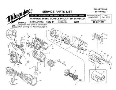 Part Location Diagram of 16-34-0425 Milwaukee 220 v. amature