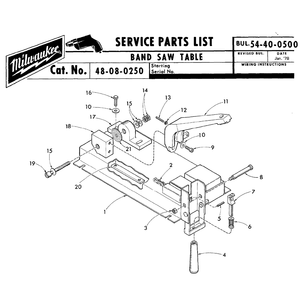 Fig-0 Diagram and Parts List for 48-08-0250  Milwaukee Band Saw